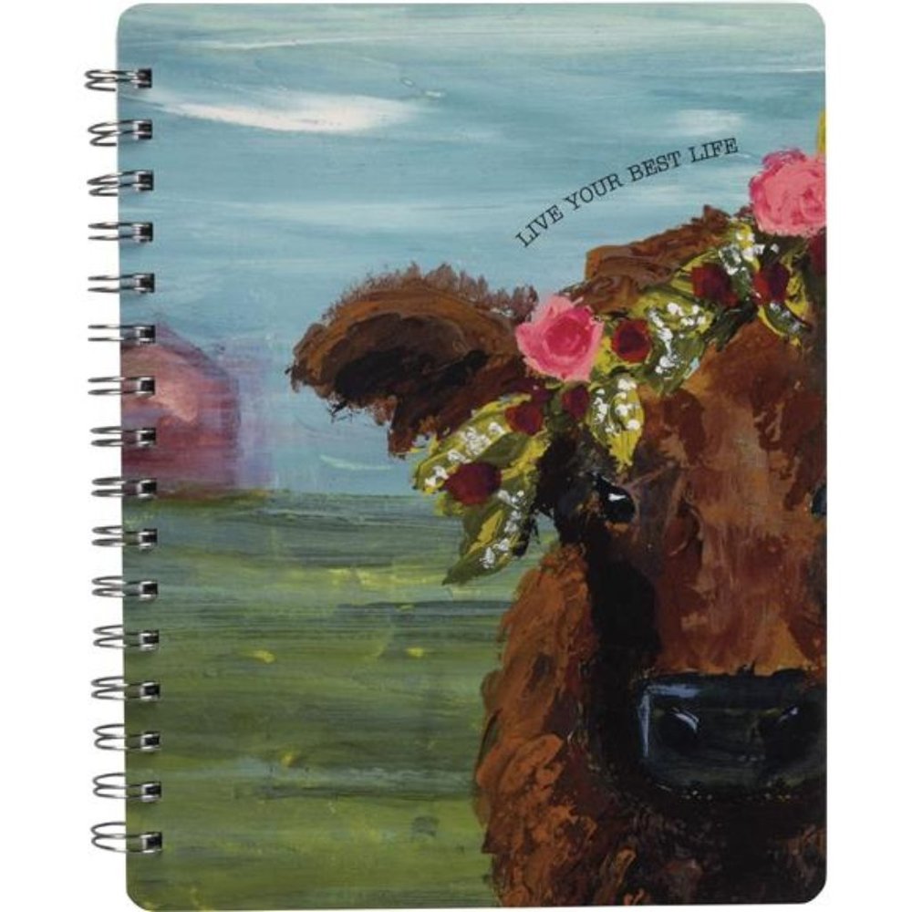 Primitives by Kathy Cow Spiral Notebook, 7 x 9 Live Your Best Life (Pack of 4)